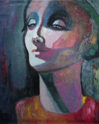 Carolyn Schlam, Contemplation, Oil on canvas, 36 x 36 inches