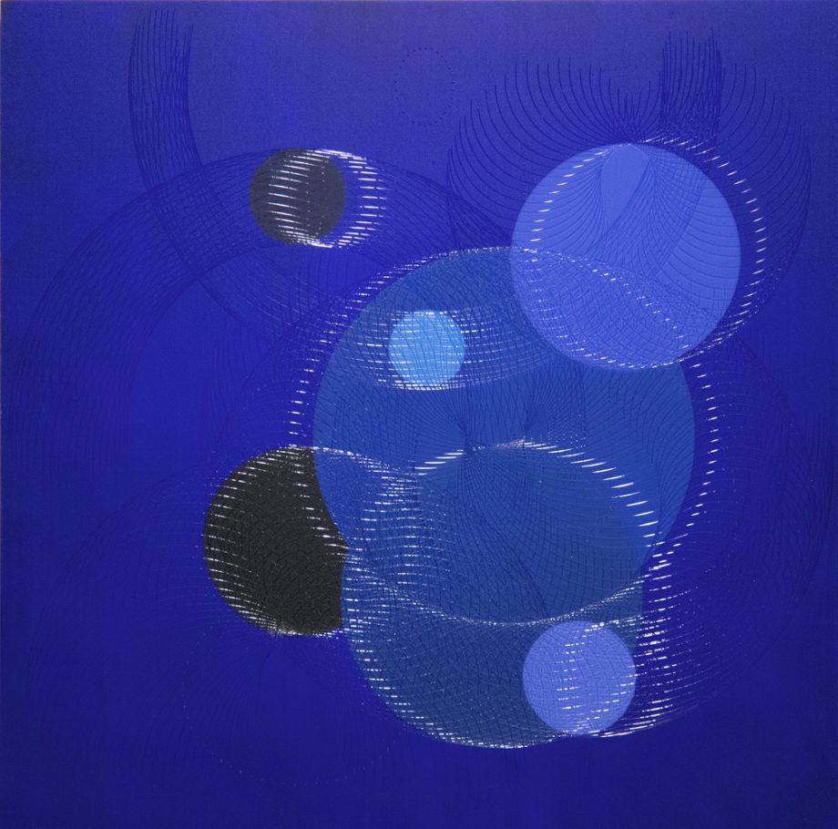 Indigo Space (61603) by James Minden. (Abstract Mixed Media Painting)