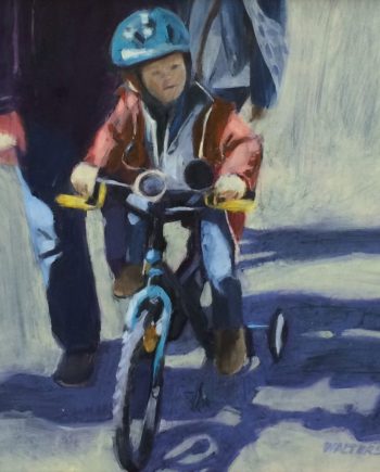 Learning to Ride by Marlene Walters. (Representative Oil Painting)