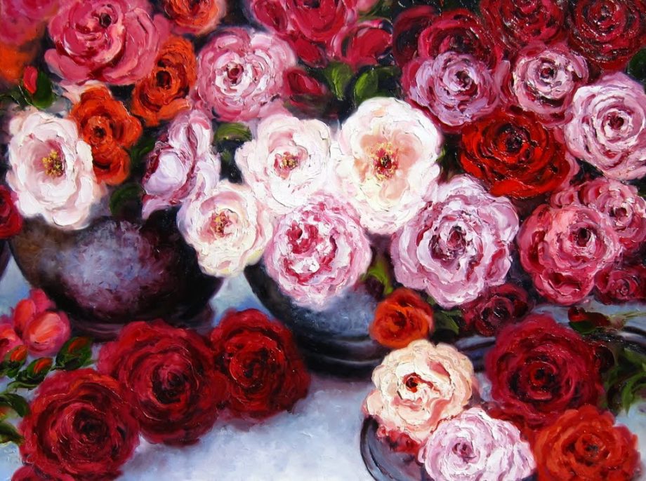 Radiant Roses by Anna Good. (Oil Still Life Painting)