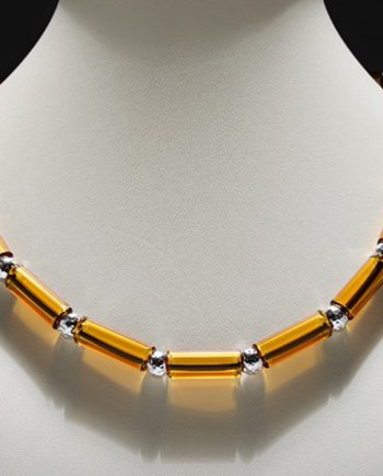 Amber Tube Bead Necklace by Eloise Cotton. (Hand-made Borosilicate glass Necklace)