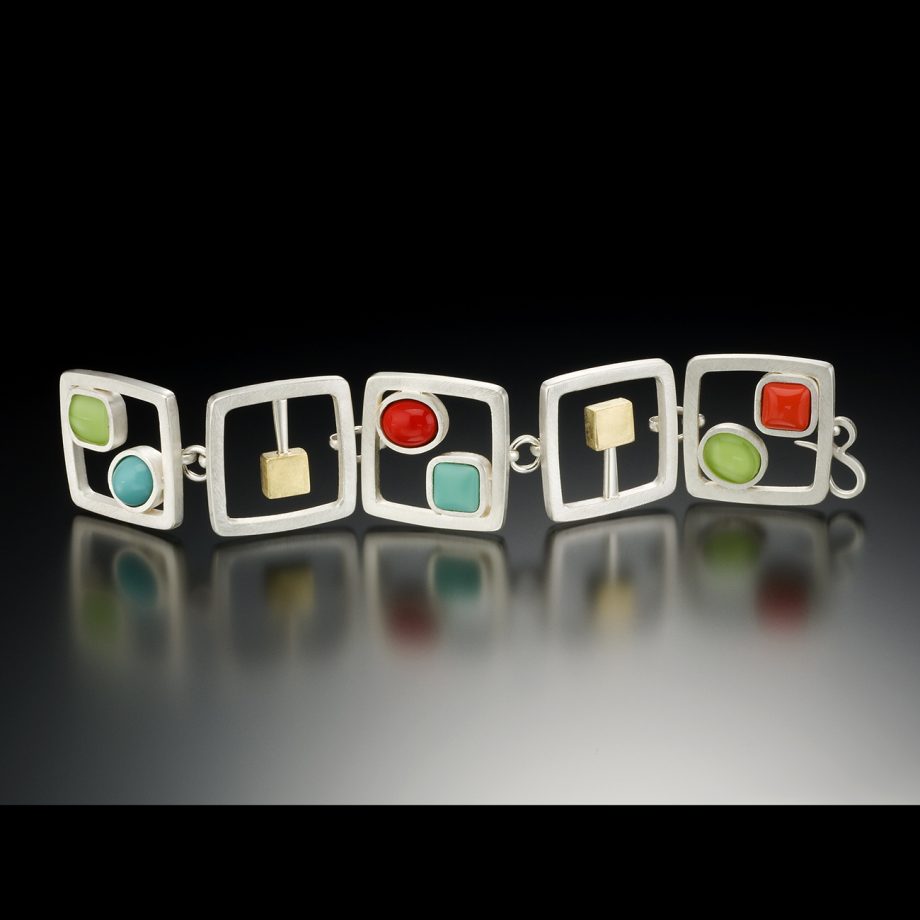 Cabs and Cubes Bracelet by Amy Faust. (Hand-made Silver Bracelet)