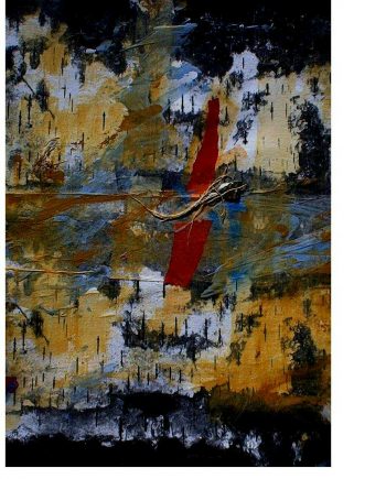 Eve and the Golden Promise by Stella St.Pierre White. (Abstract Mixed Media Painting)