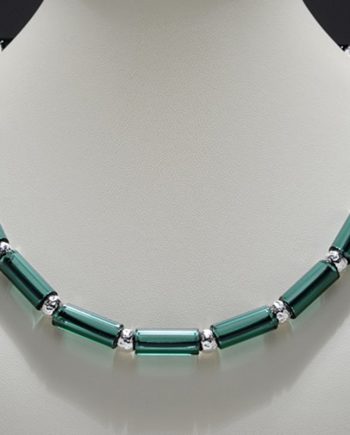 Lake Green Tube Bead Necklace by Eloise Cotton. (Hand-made Borosilicate glass Necklace)