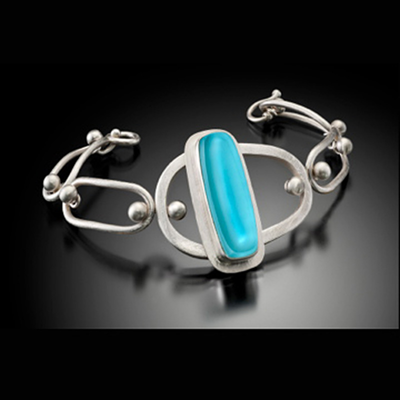 Retro Oval Bracelet by Amy Faust. (Hand-made Silver Necklace)
