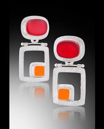 Retro Squares Hinged Earrings by Amy Faust. (Hand-made Silver Earrings)