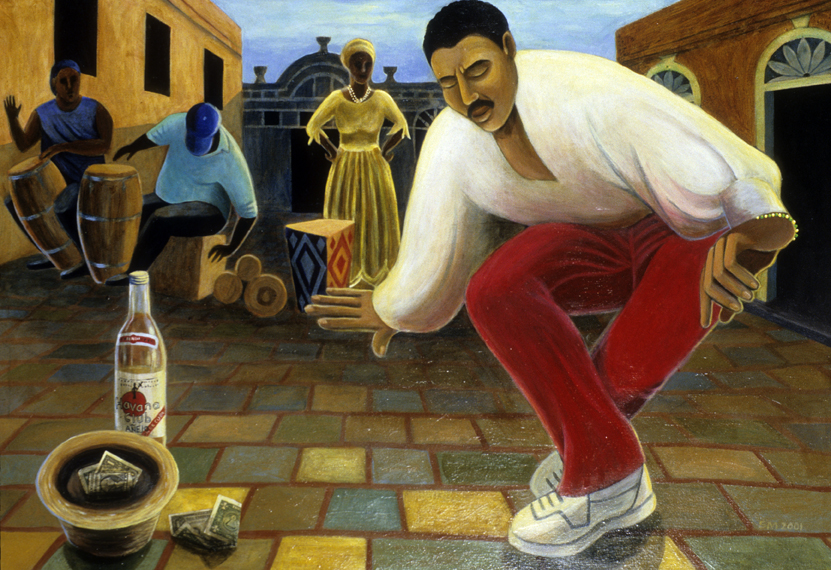 Rumba Taller Gráfica by Sue Matthews. (Folk Painting of Cuba)