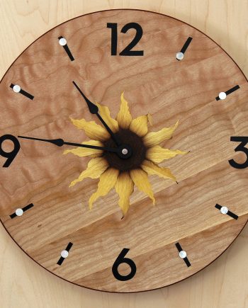 Sunflower Clock, Round by Matthew Werner. (Hand-made Wooden Clock)