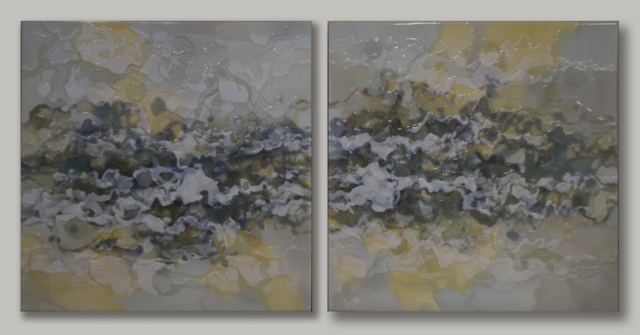 Turbulence 5 a&b diptych by Ken Sloan. (Abstract Epoxy Resin Painting)