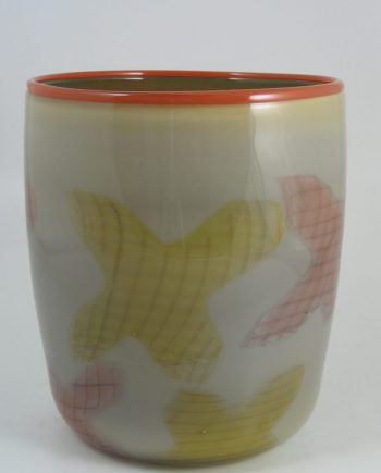 Wide Cylinder Light Gray by Pizzichillo & Gordon Glass. (Art Glass Vase)