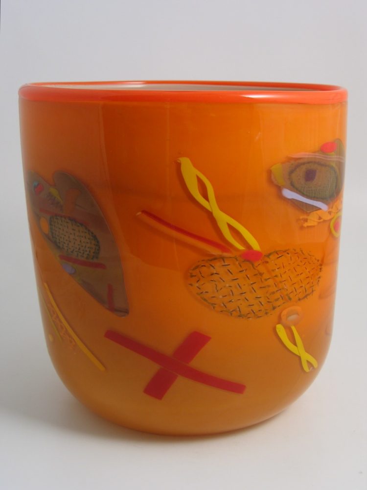 Wide Cylinder Rust by Pizzichillo & Gordon Glass. (Art Glass Vase)