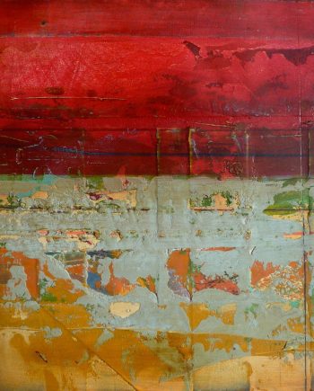 Red Fresco I by Helene Steene. (Abstract Mixed Media Painting)