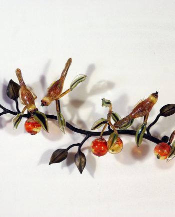 Birds with Fruit by Loy Allen (Glass Wall Sculpture)