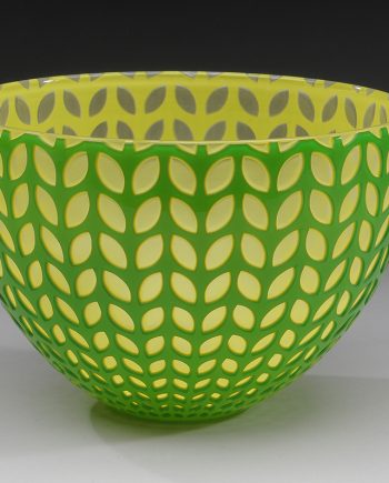 Green Leaf Bowl. Art Glass Bowl by Carrie Gustafson