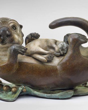 Sea Otter Mom & Pup by Pokey Park (Metal Sculpture)