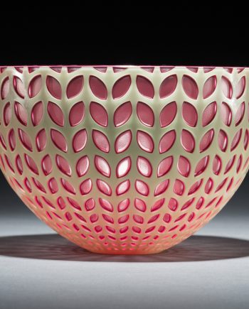 Pink Leaf Bowl. Art Glass Bowl by Carrie Gustafson