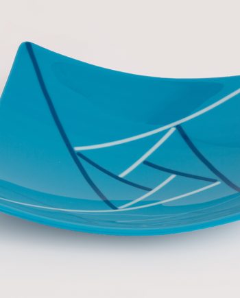Turquoise Off-square glass bowl by Melody Lane (Art Glass)