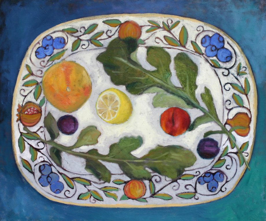 Arugula + Fruit Plate by Terry Wise (Oil Painting)