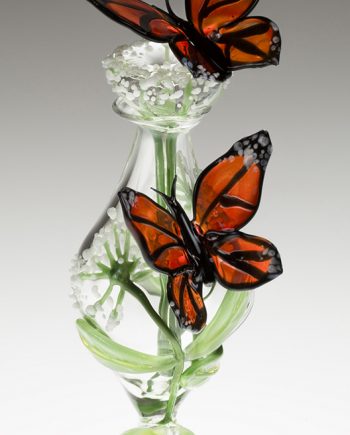 Milkweed Monarch Bottle by Loy Allen (Art Glass Perfume Bottle) | American Artwork