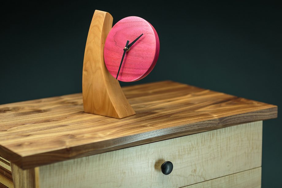 Adjustable Desk Clock by Todd Bradlee (Hand-built Wooden Clock) | American Artwork