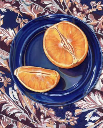 Orange on Plate by Rebecca Gabriel (Giclée Print on Canvas) | American Artwork
