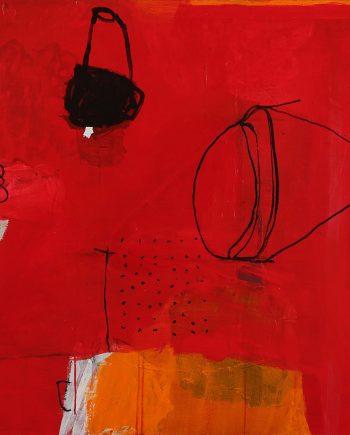Observations in Red 1 by Silvia Poloto (Abstract Mixed Media Painting) | American Artwork