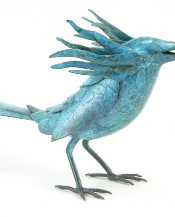 Bird in the Hand - Blue by Charles McBride White (Bronze Sculpture) | American Artwork