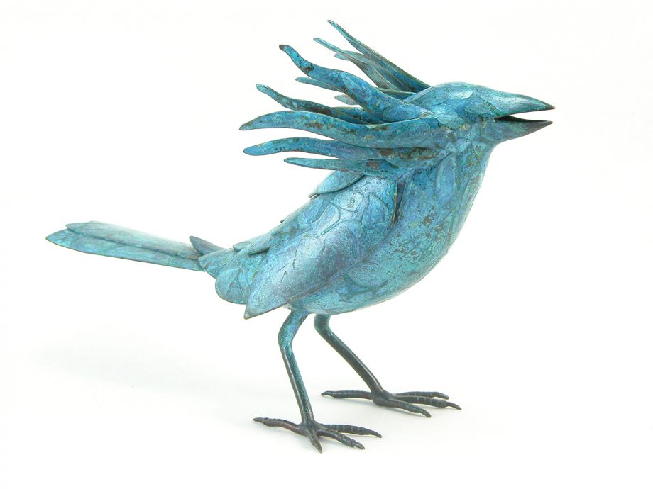 Bird in the Hand - Blue by Charles McBride White (Bronze Sculpture) | American Artwork